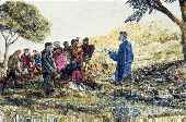 Image of Blacks worshipping in a woods clearing