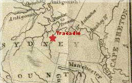 Map showing Antigonish, Strait of Canso, and Tracadie
